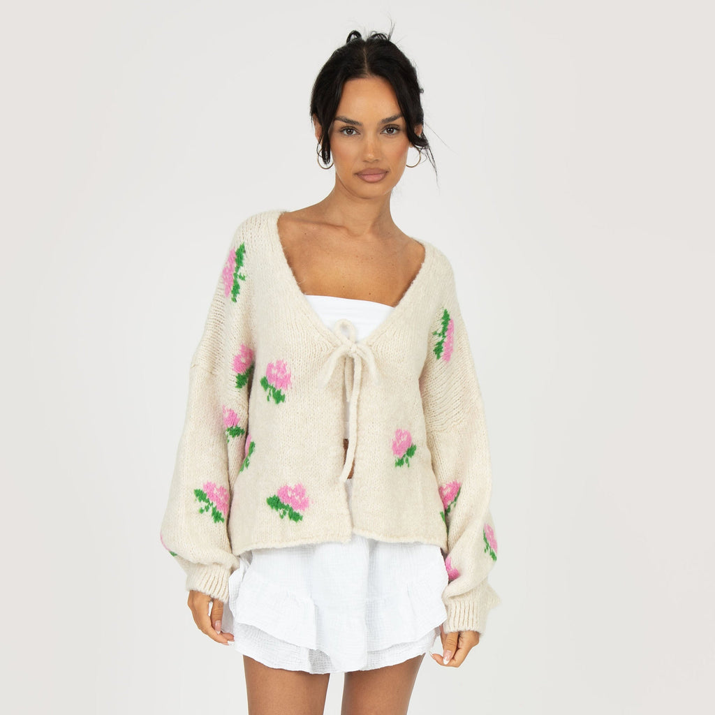 Cárdigan de Rosas con Moños