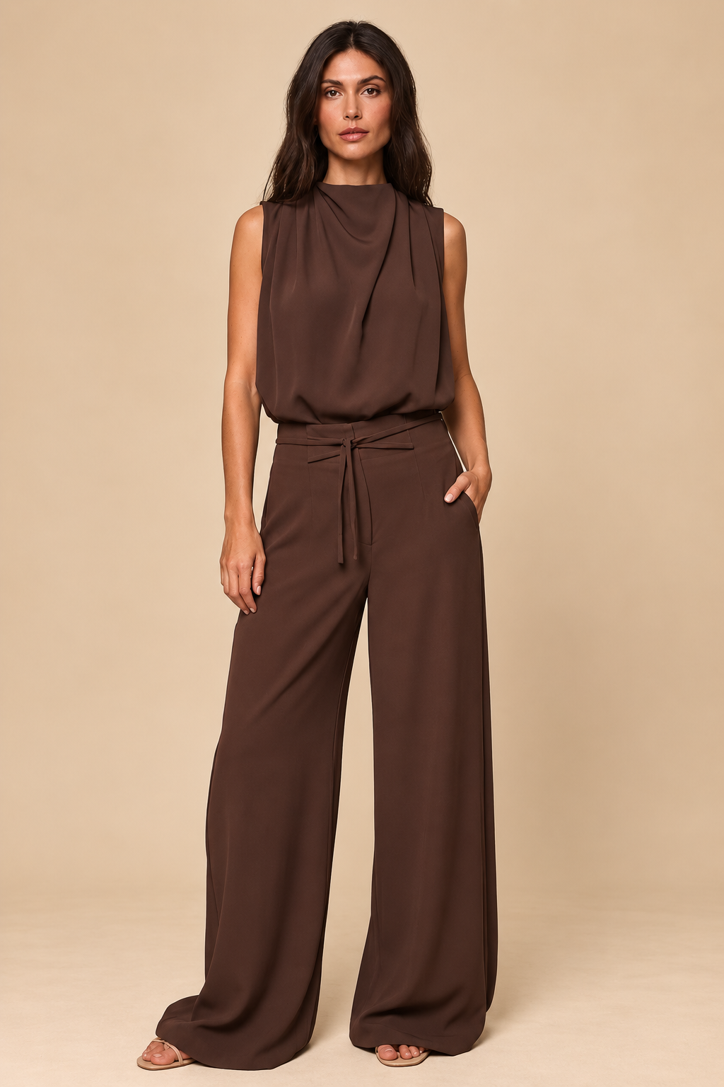 Anabelle | Pantalón Elegante Color Castaño