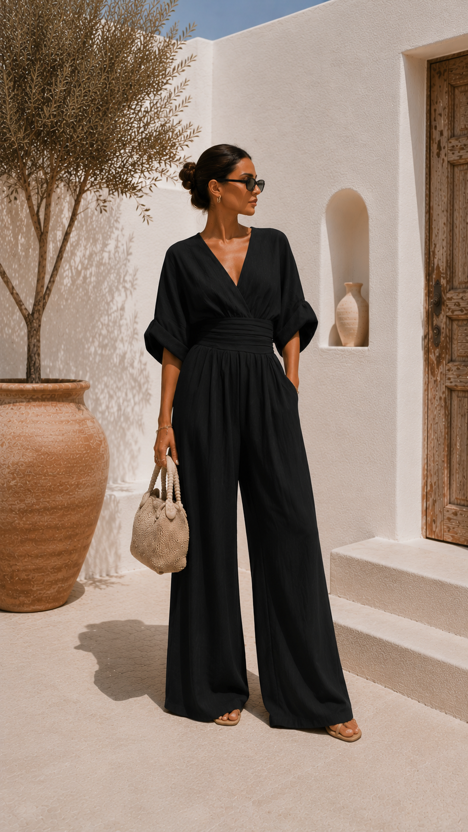 Valeria - Jumpsuit de chiffon con escote en V
