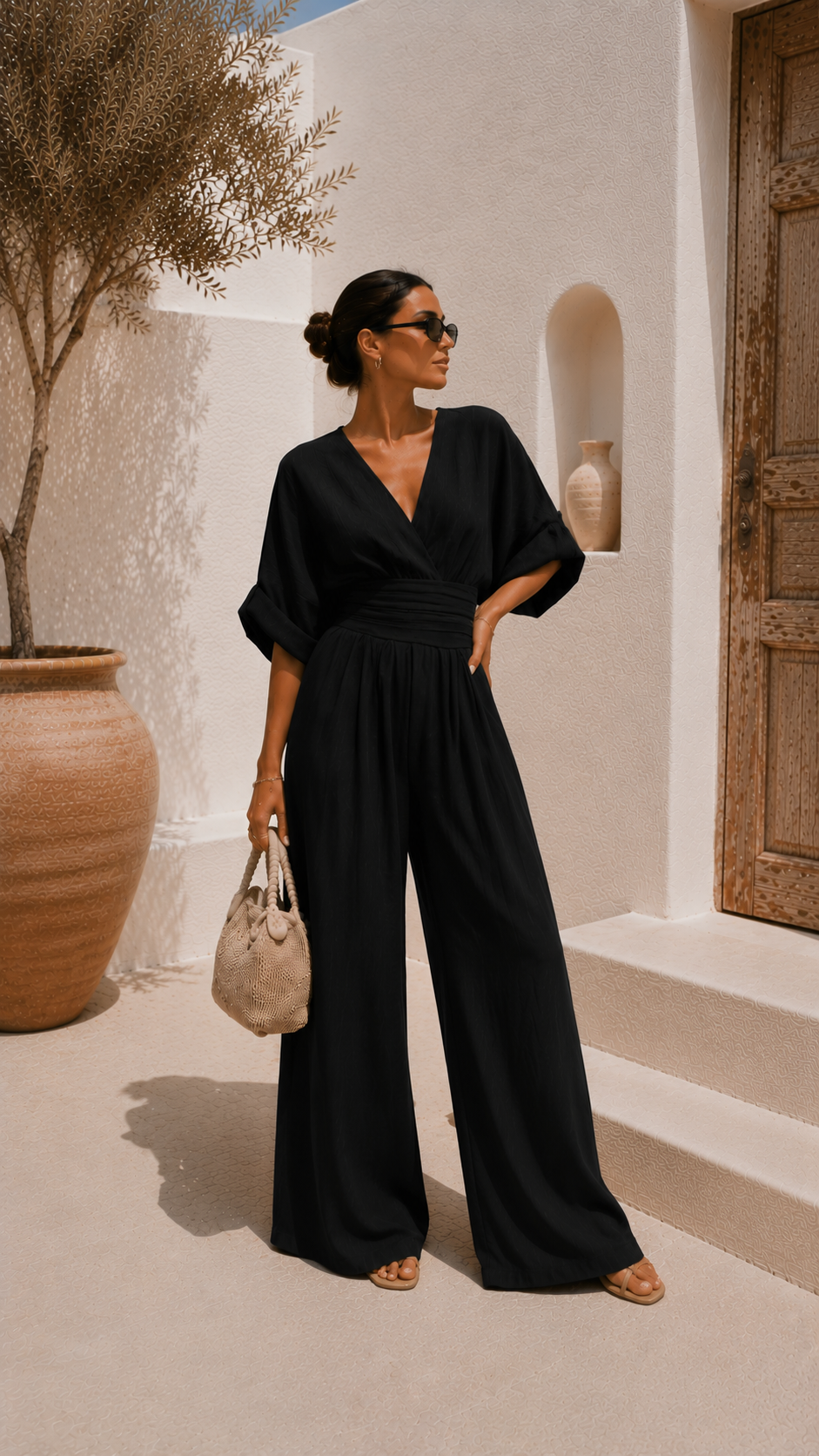 Valeria - Jumpsuit de chiffon con escote en V