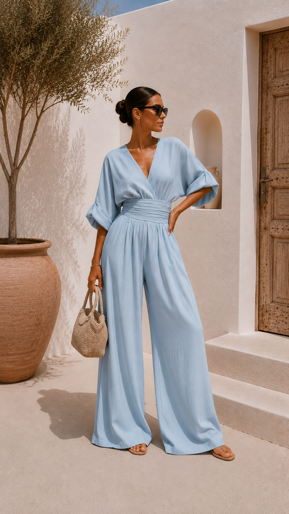 Valeria - Jumpsuit de chiffon con escote en V