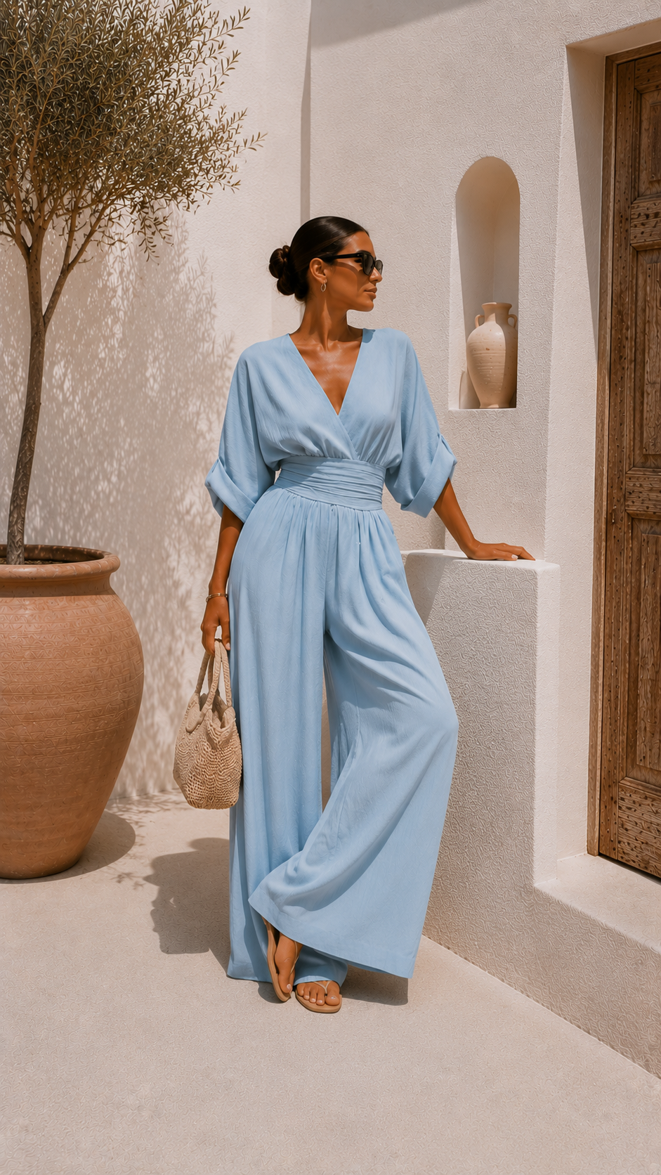 Valeria - Jumpsuit de chiffon con escote en V
