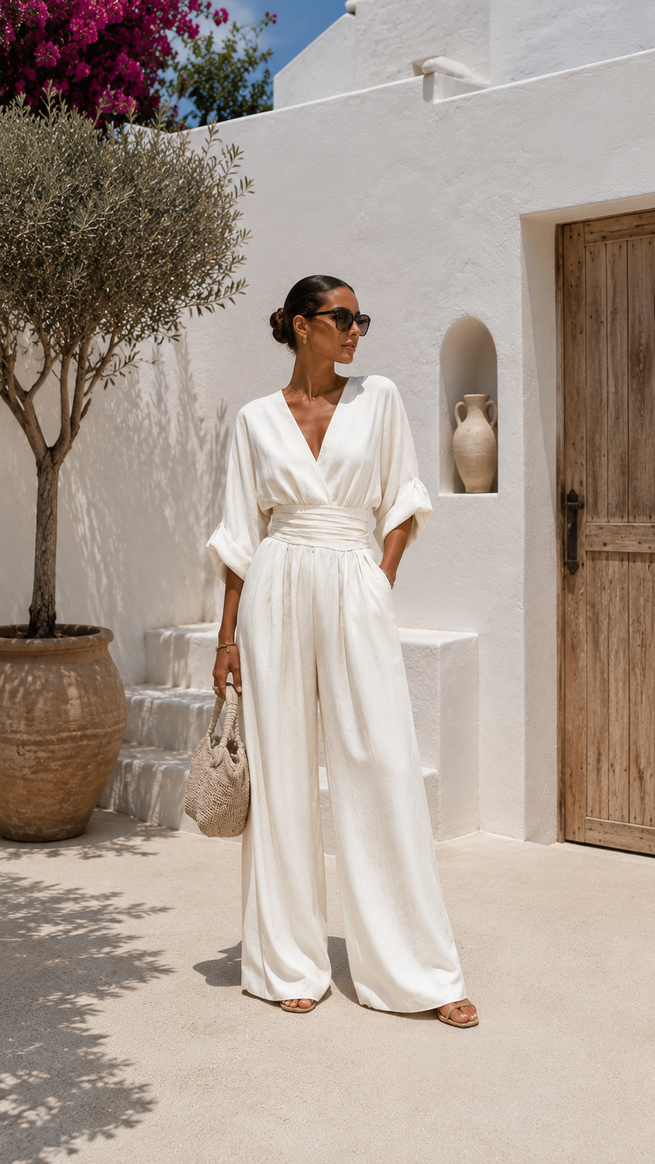 Valeria - Jumpsuit de chiffon con escote en V