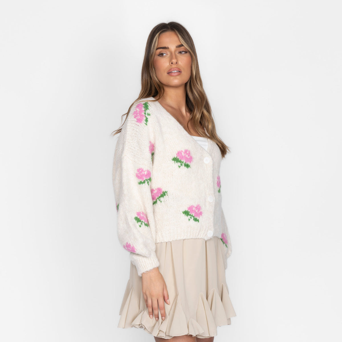 Cárdigan Holgado con Rosas