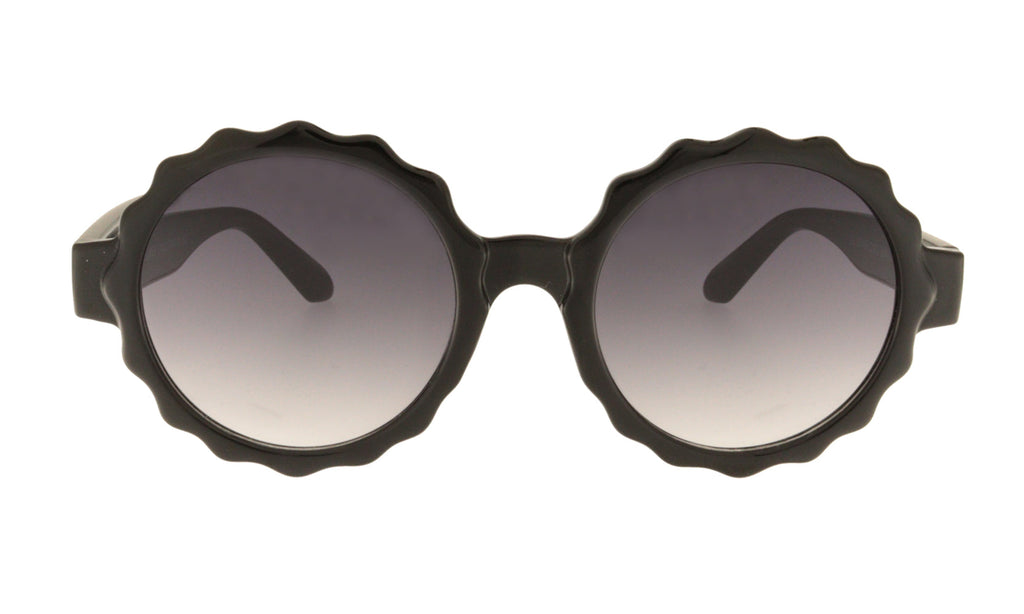 Lentes de sol redondos en forma de flor Negro