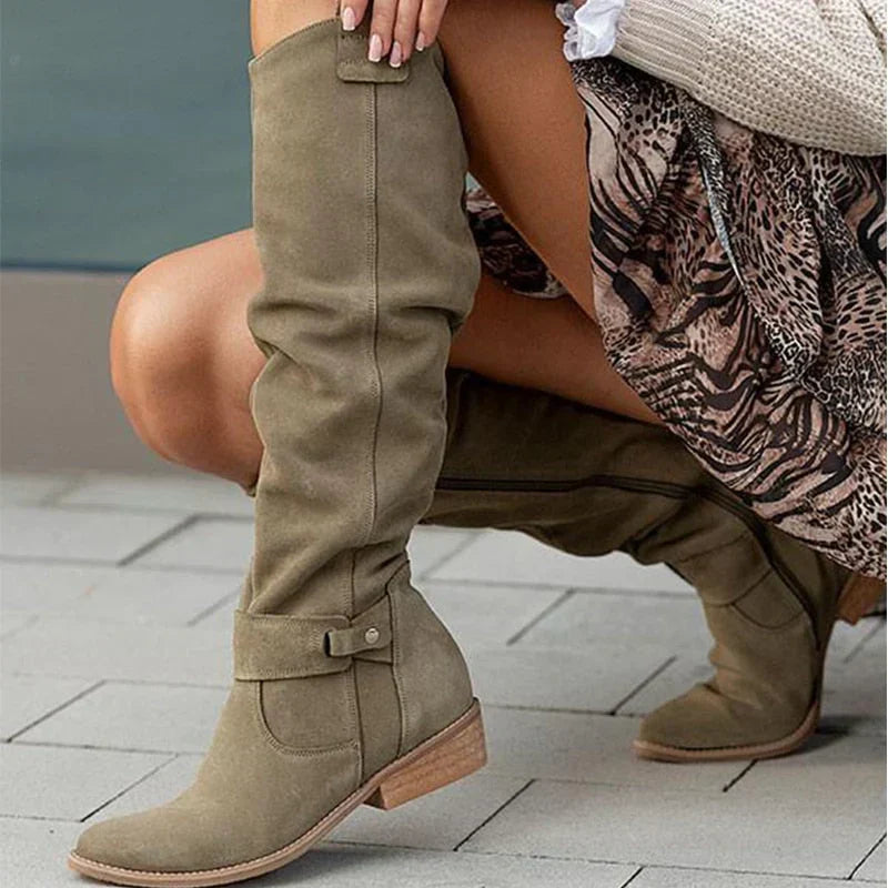 Botas mujer altas con diseño suave tipo gamuza