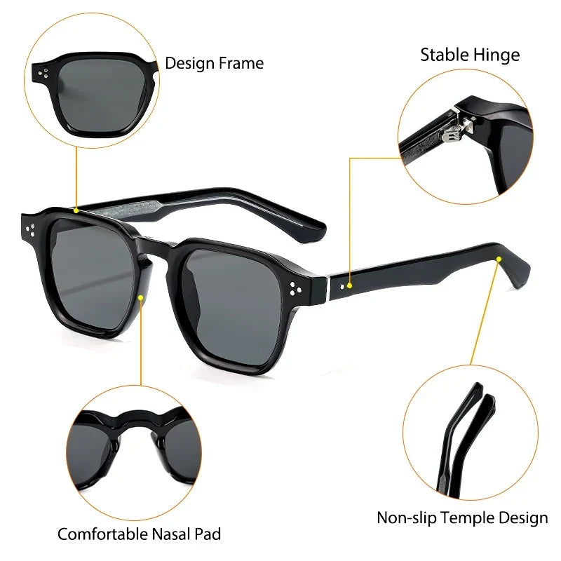 Lentes de sol cuadrados versátiles para hombre