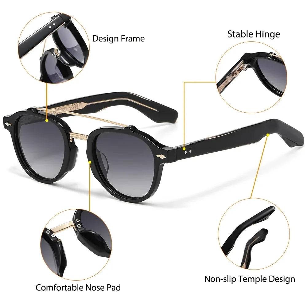 Lentes de sol doble puente para hombre