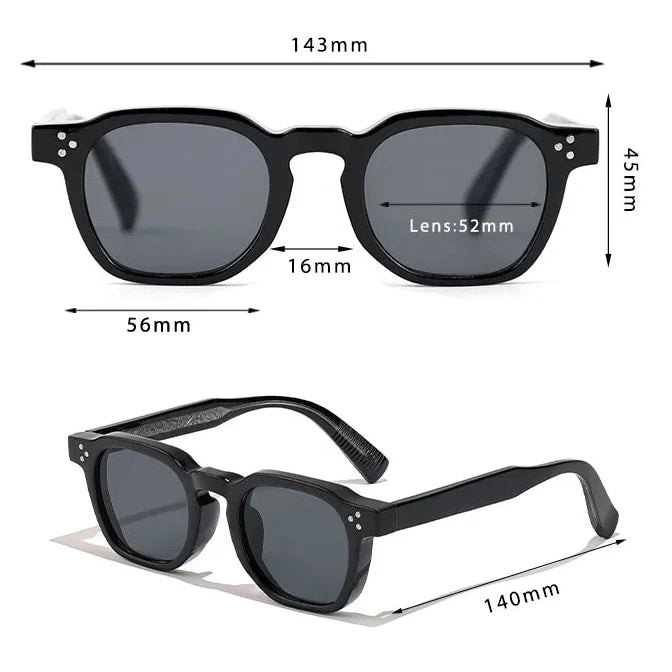 Lentes de sol cuadrados retro de metal para hombre