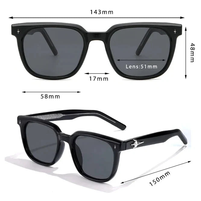 Lentes de sol cuadrados anchos para hombre