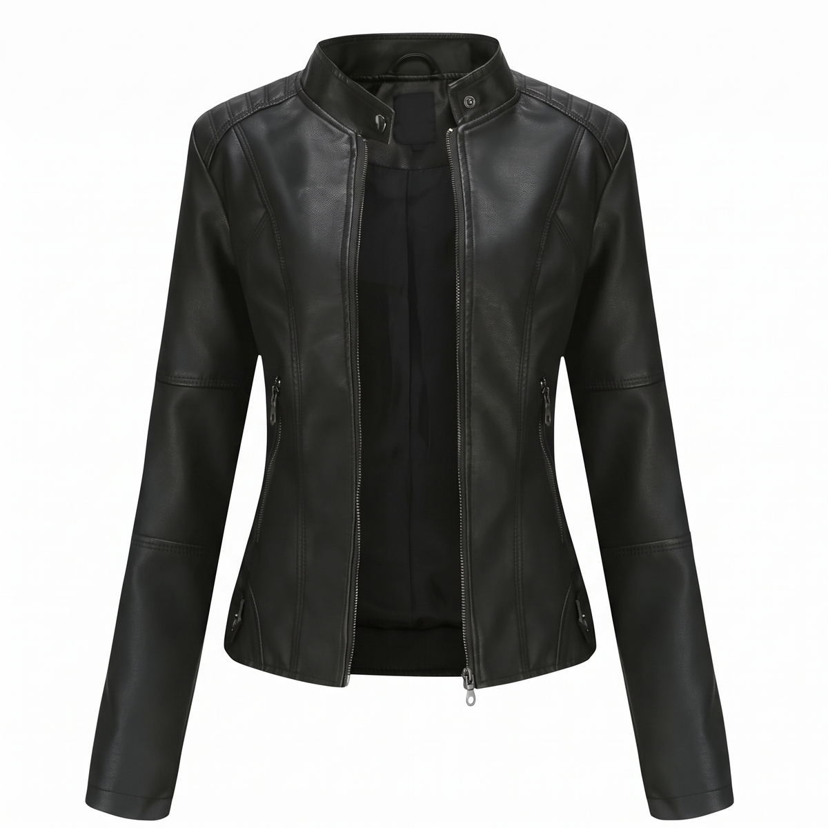 Miranda | Chamarra Biker Slim con Cuello Mao y Cierre