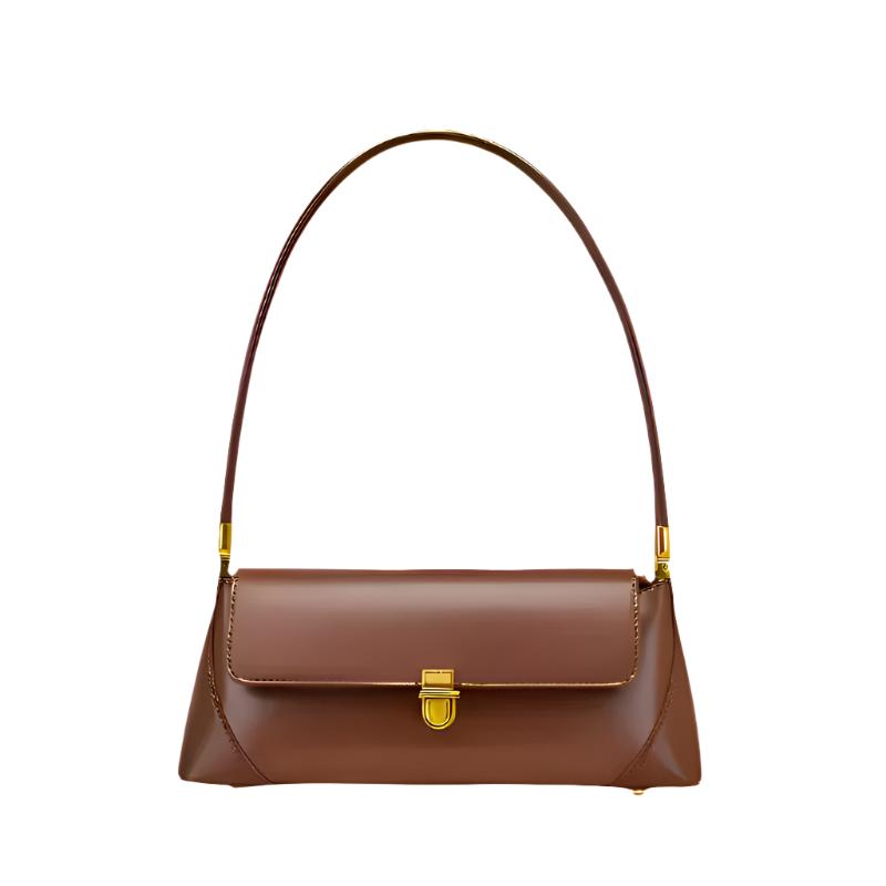 Bolsa de Hombro Minimalista con Herrajes Dorados