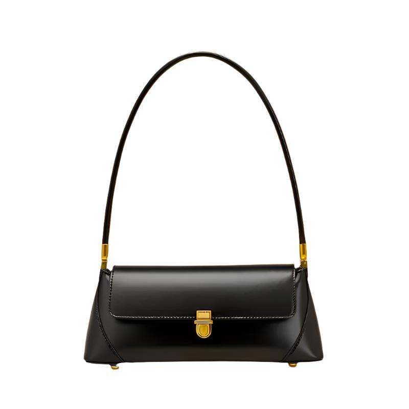 Bolsa de Hombro Minimalista con Herrajes Dorados