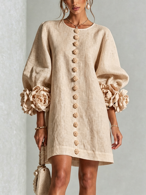 AMBRA | Vestido Mini en Mezcla de Lino