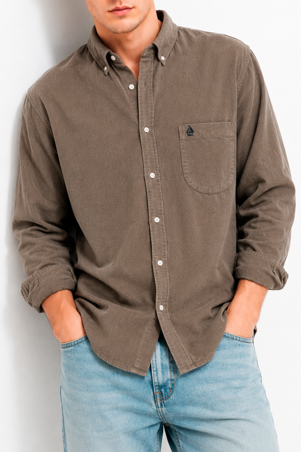 Camisa hombre manga larga Pana Café
