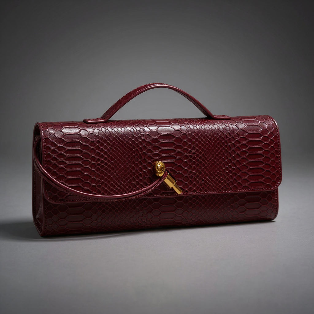 Bolsa de Mano con Estampado de Serpiente
