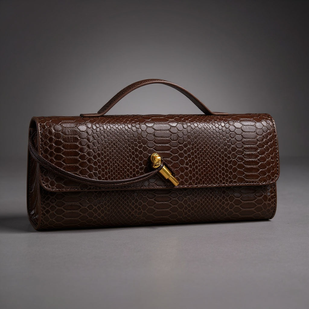 Bolsa de Mano con Estampado de Serpiente
