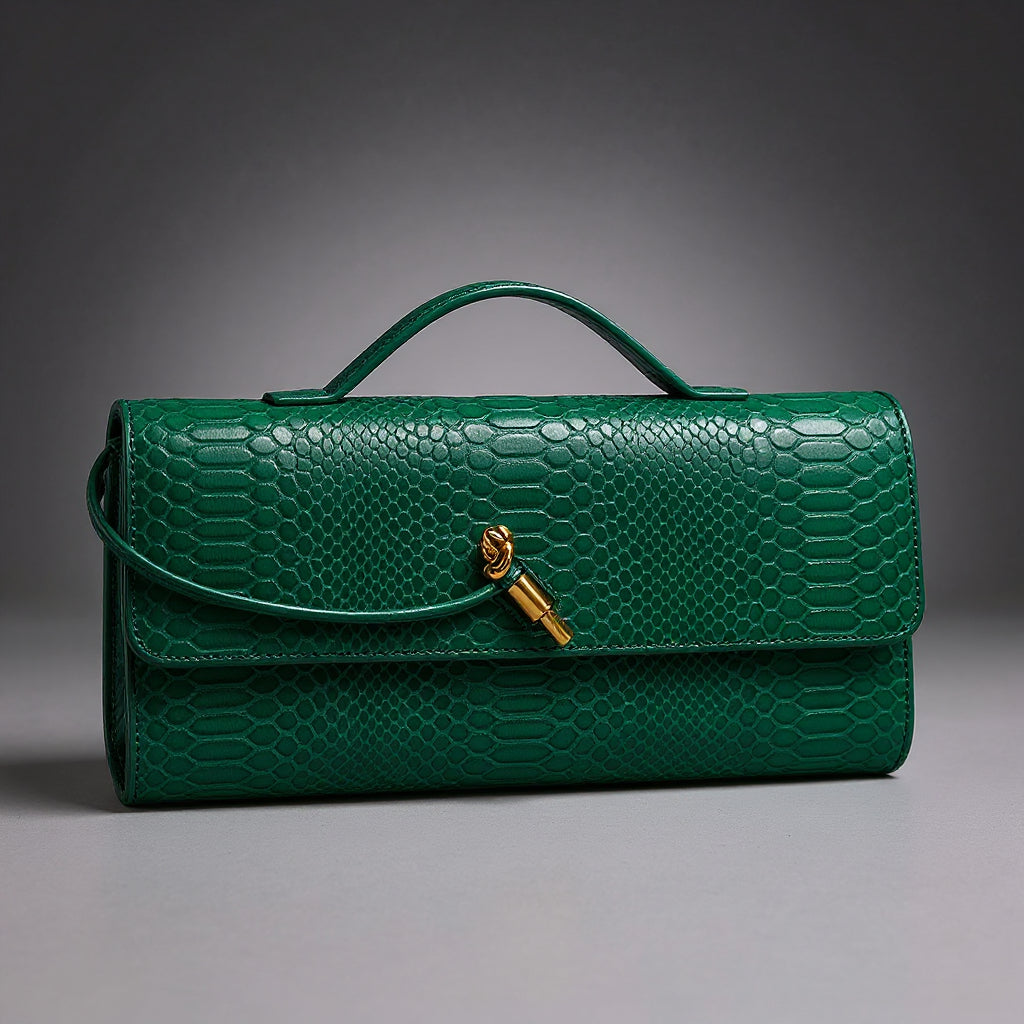 Bolsa de Mano con Estampado de Serpiente