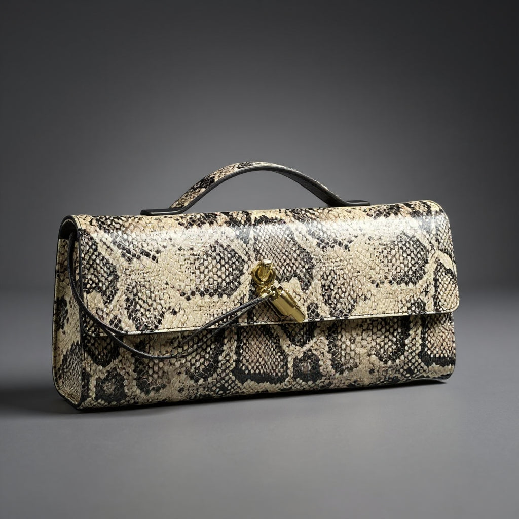 Bolsa de Mano con Estampado de Serpiente