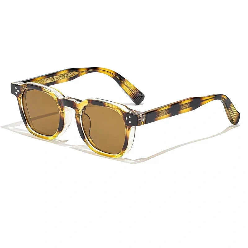 Lentes de sol cuadrados retro de metal para hombre