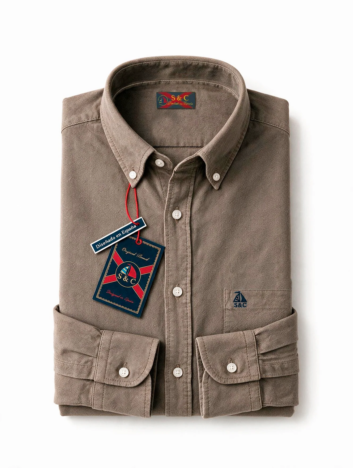 Camisa hombre manga larga Pana Café