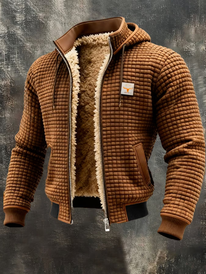 Chamarra retro elegante con capucha y cierre