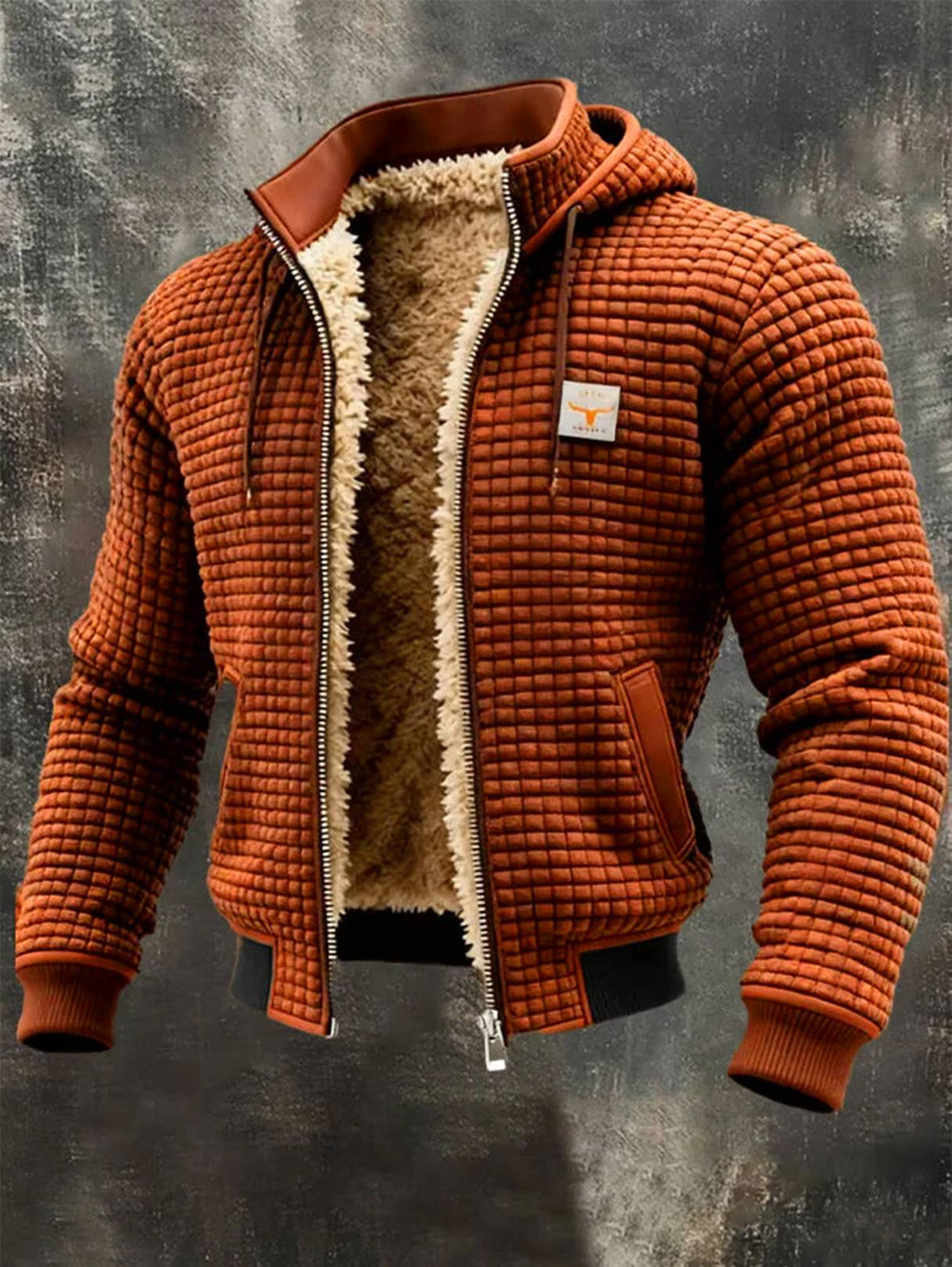 Chamarra retro elegante con capucha y cierre